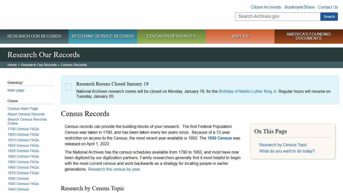Census Records | National Archives